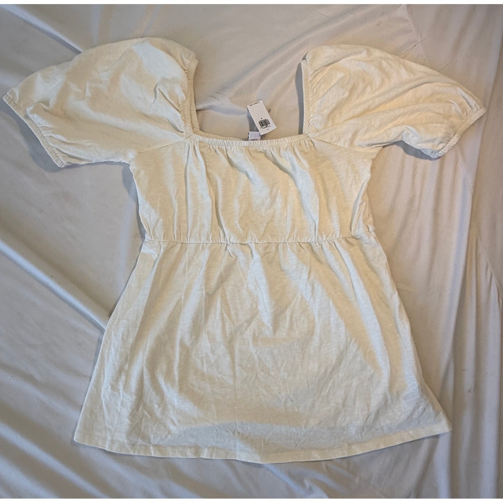 Old Navy Maternity Puff Sleeve Empire Waist Top Off White Small NWT 771745-00-1