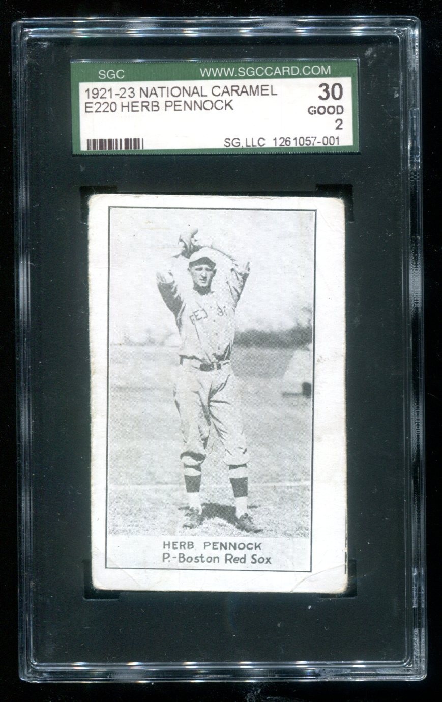 1921-23 E220 National Caramel Herb Pennock SGC 2 Good Red Sox 1921-23 E220 National Caramel Herb Pennock SGC 2 Good Red Sox