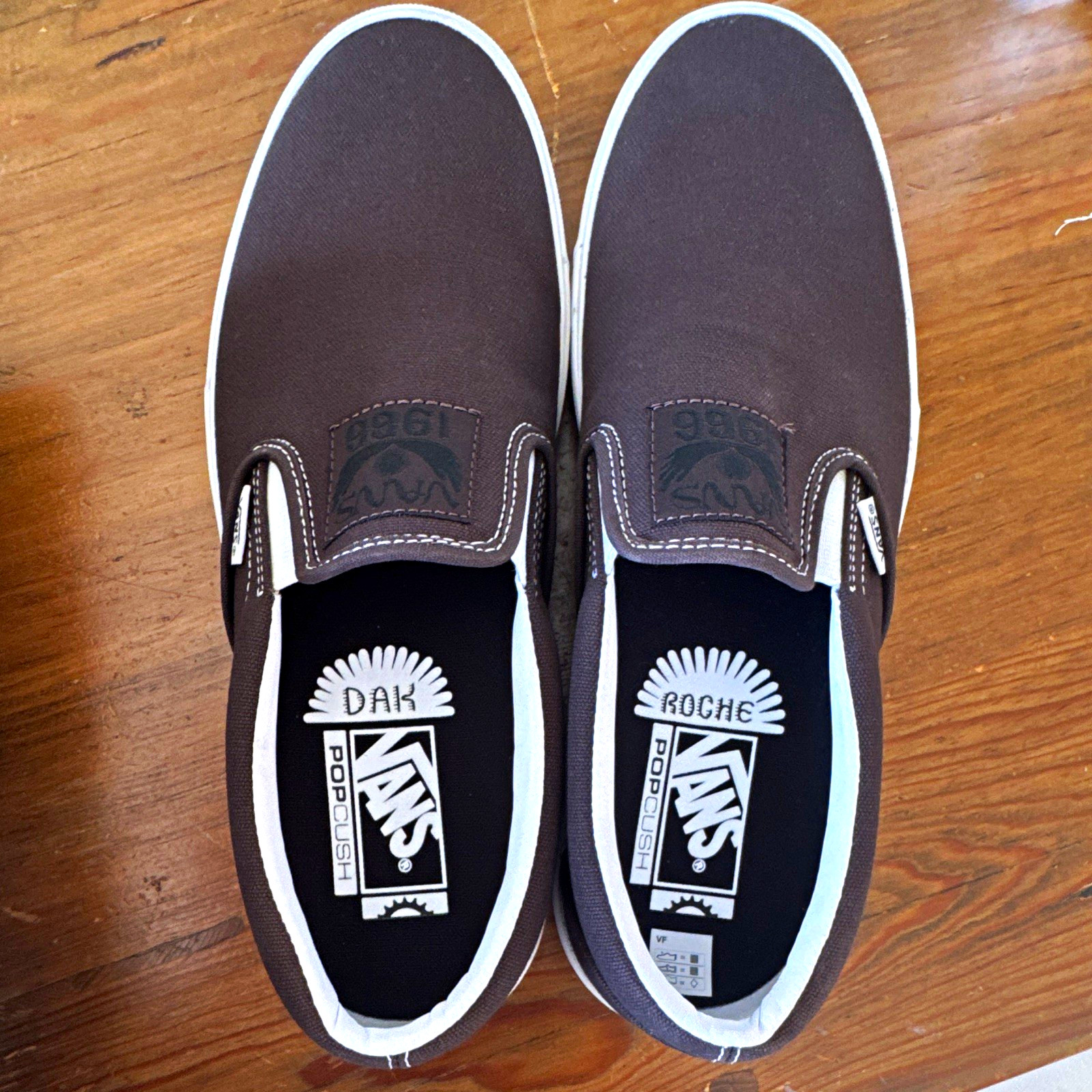 VANS BMX Slip-On Canvas Shoes Brown/White Cushioned Men’s US 11