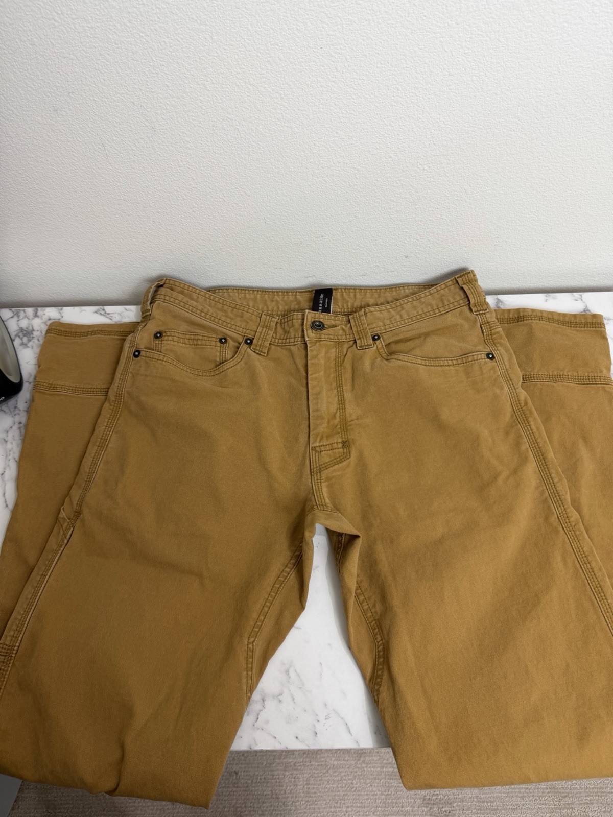 prAna Breathe Pants Mens 32 X 32 5 Pocket Carmel Rugged Canvas Stretch RN124977