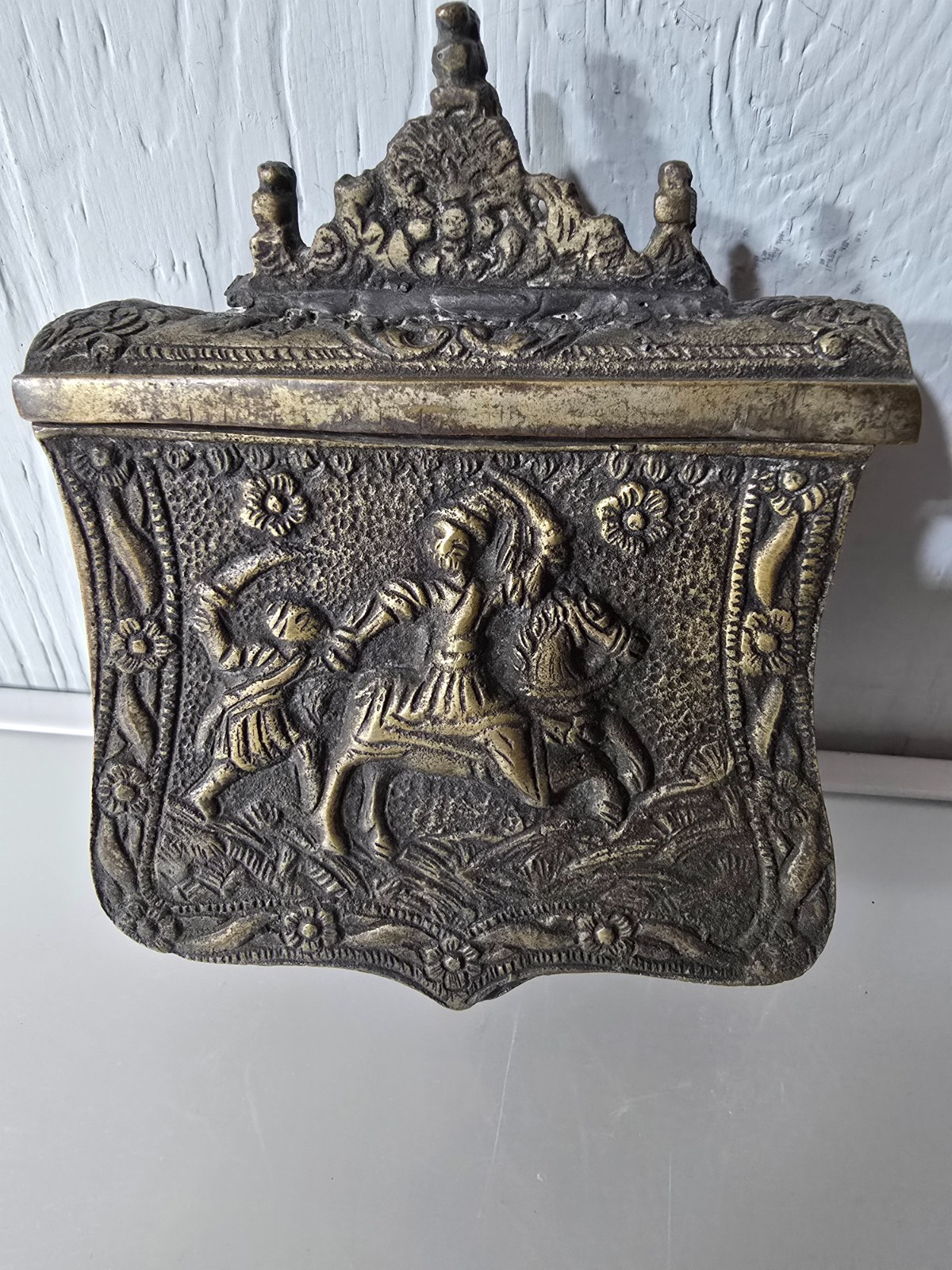 Antique 19thC Ottoman Empire Brass Palaska Cartridge Box Balkan Greek Military