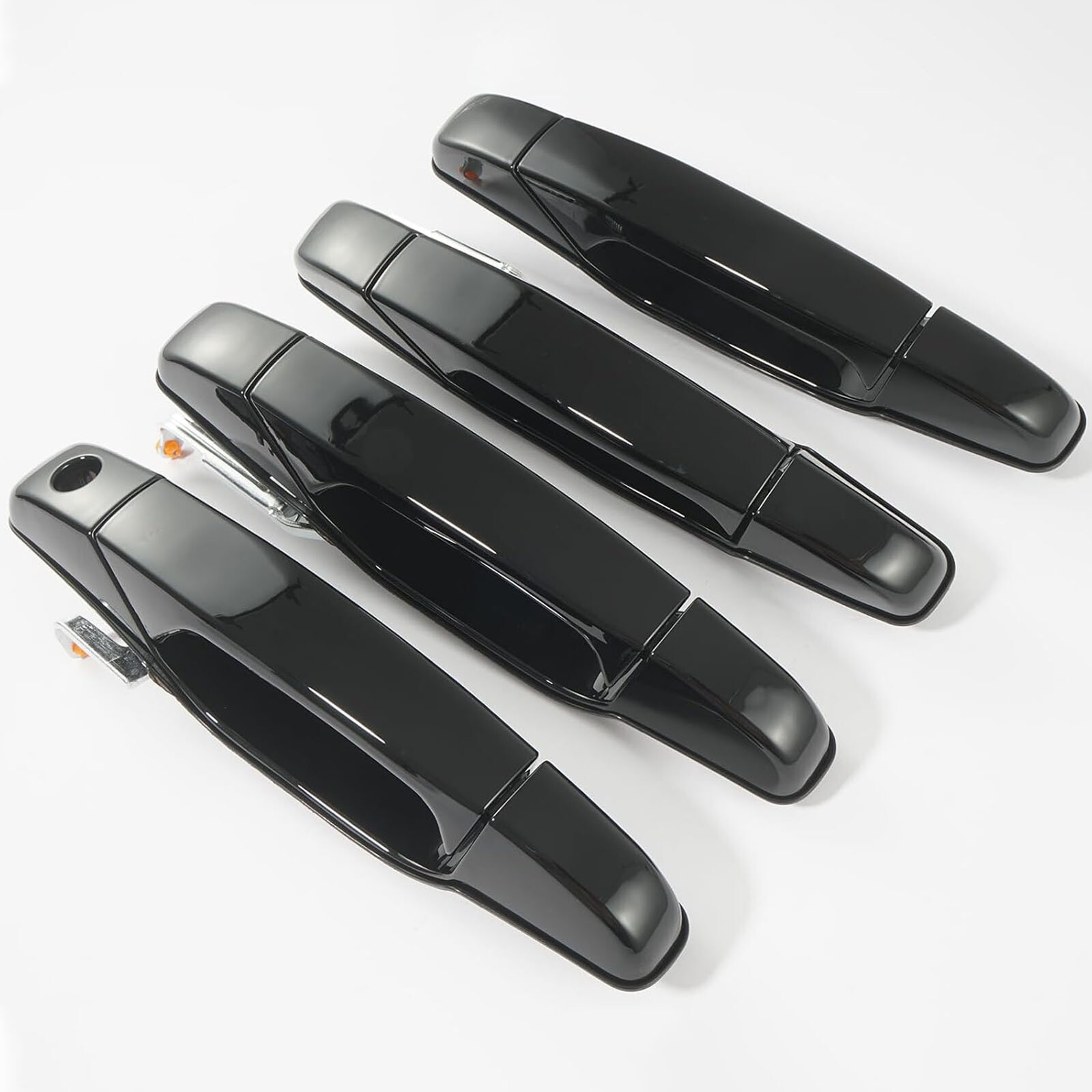 4x Exterior Door Handle Gloss Black For Chevy Tahoe Suburban GMC Yukon 2007-2013