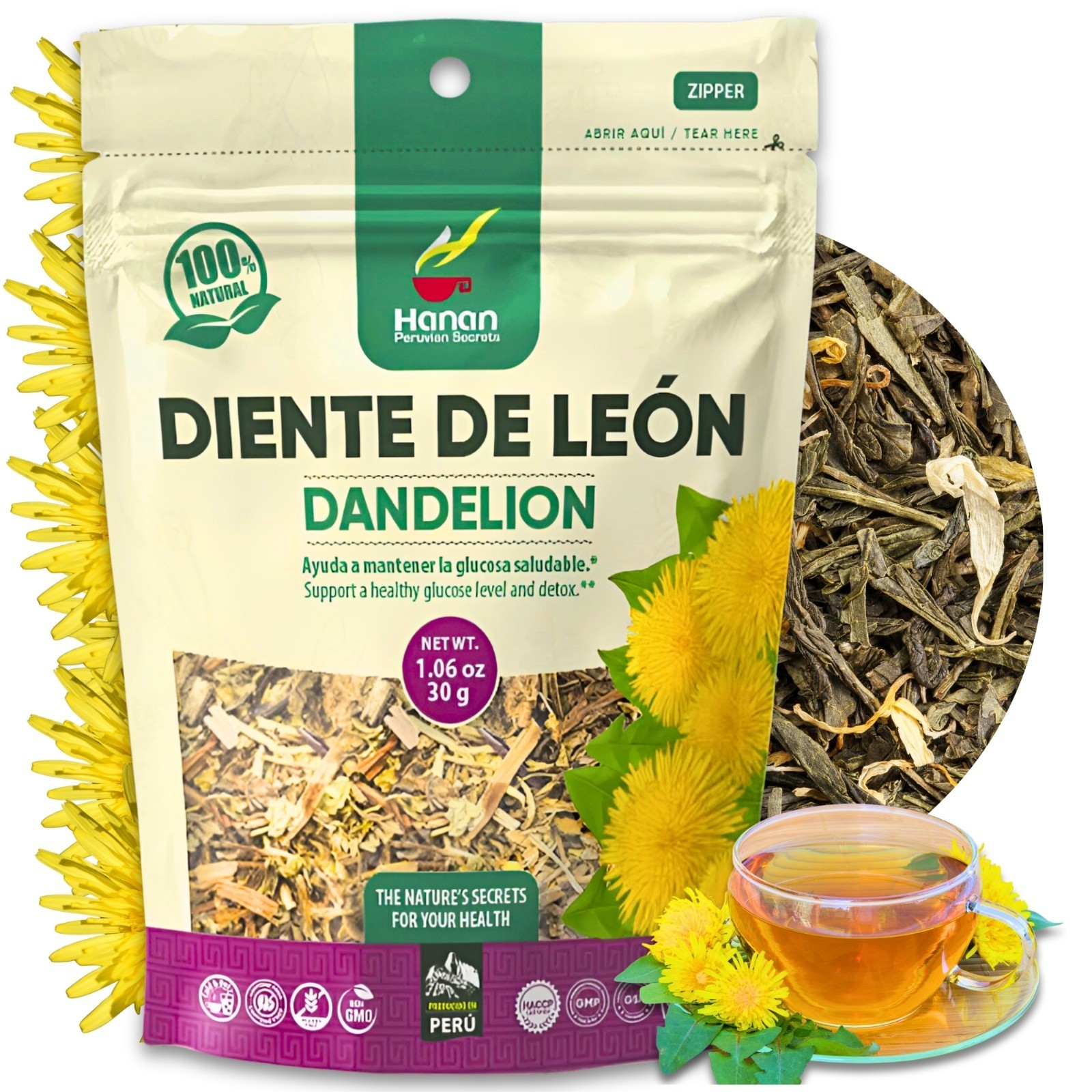 Dandelion Loose Leaf and Root Tea - Te de Diente de Leon Herbal Tea from Peru