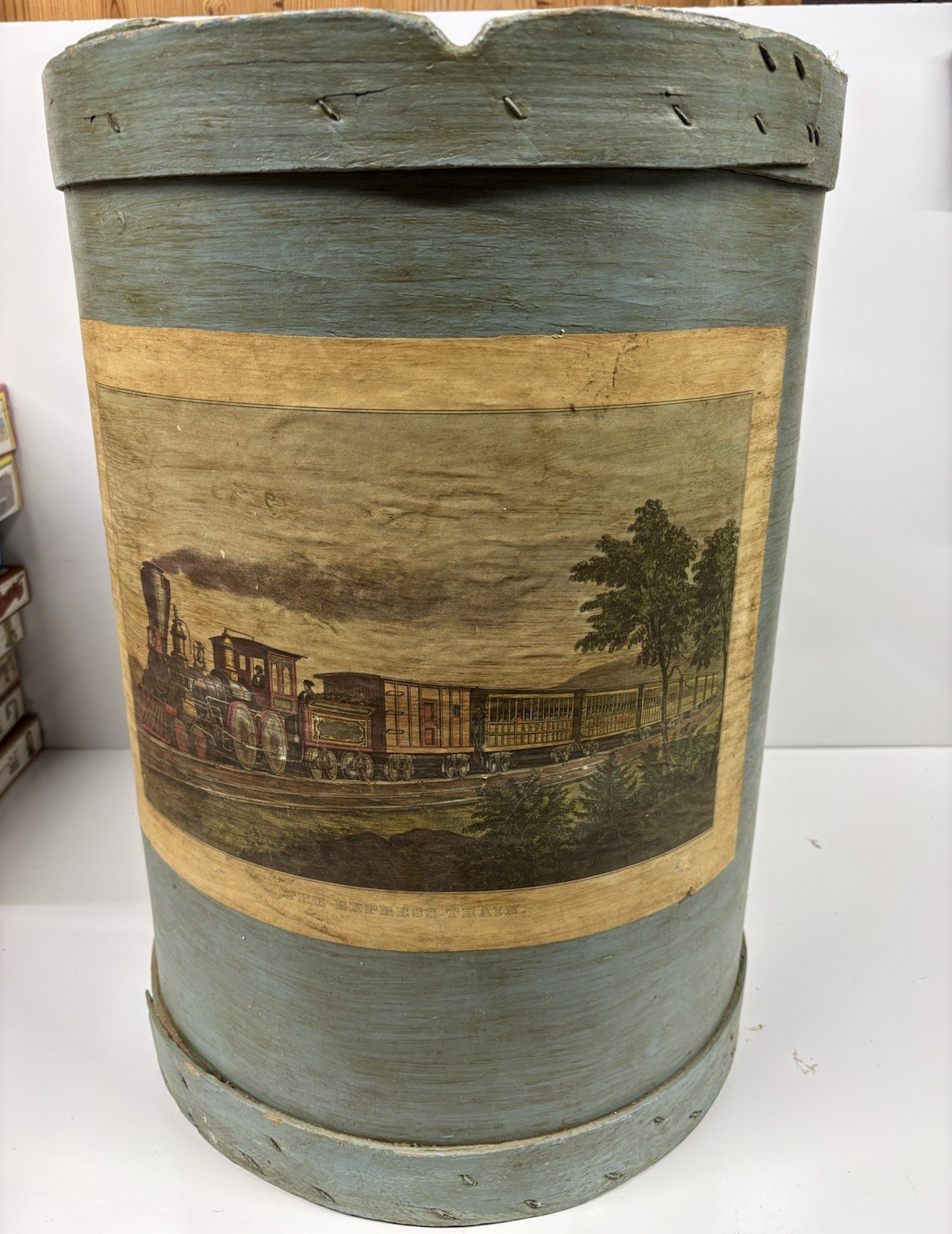 Rare Antique American Primitive Firkin Bucket –  \