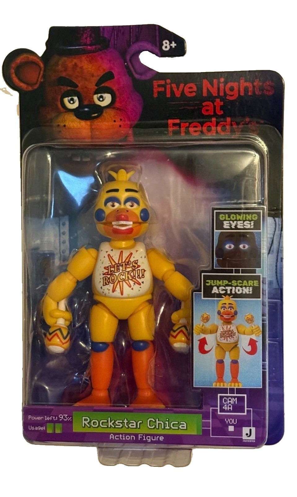 FNAF Five Nights at Freddy’s Rockstar Chica Figure Glow Eyes Jump Scare NEW