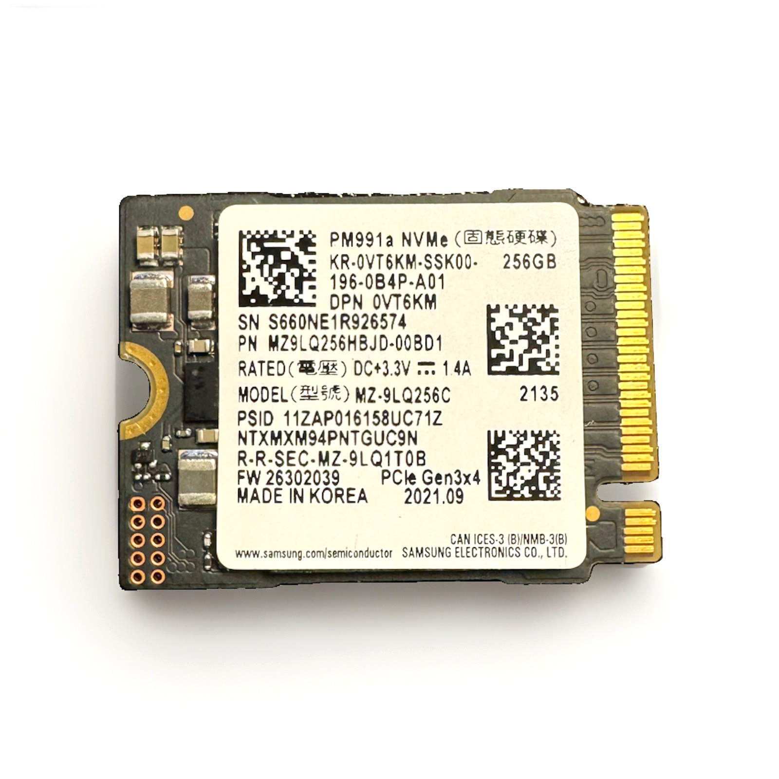 Samsung PM991a 256GB/M.2/2230 NVMe | 1 YR WARRENTY | OEM PULL | Steam Deck SSD