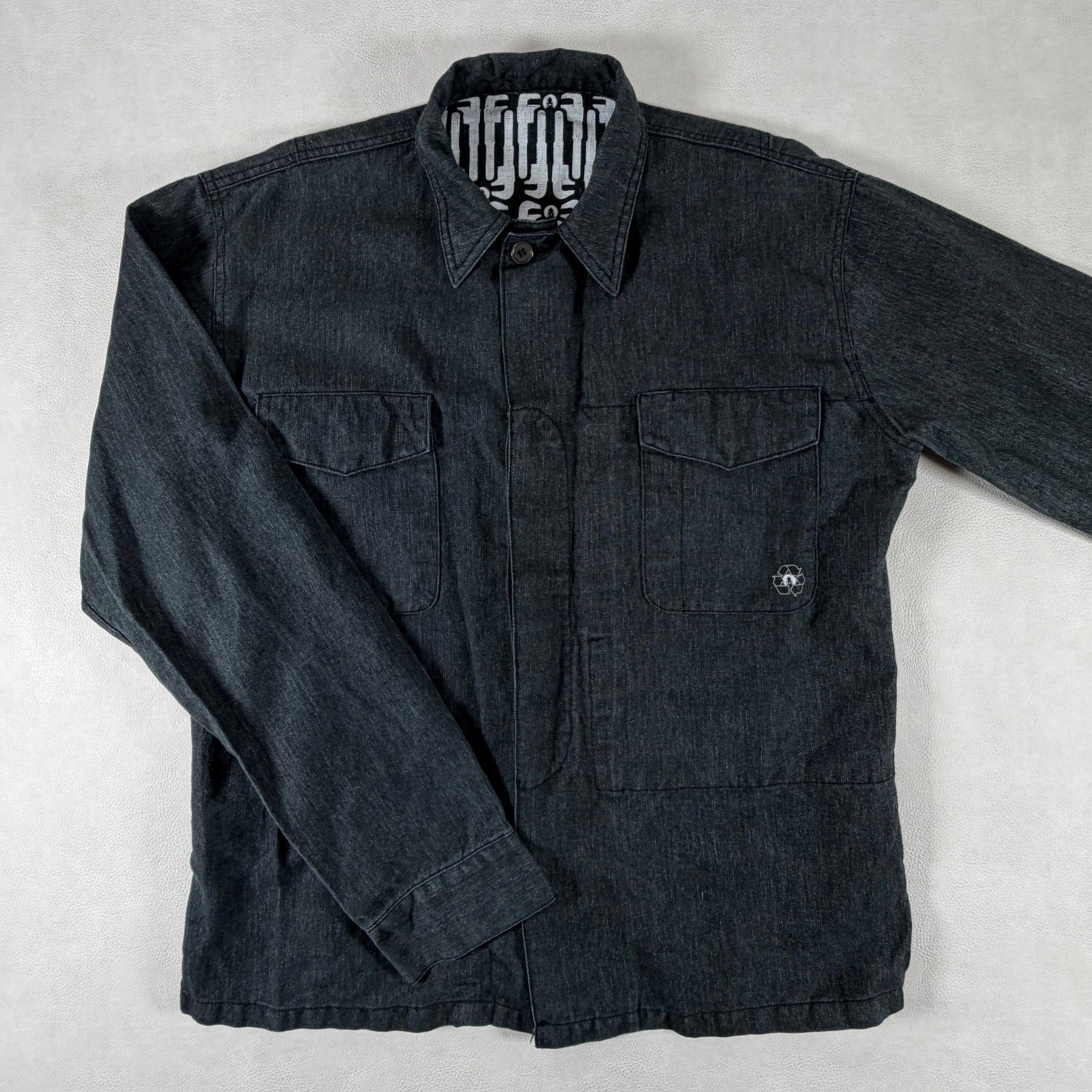 Livity Outernational Mens XL Hemp Blend Chore Jacket Charcoal Gray Y2K Retro