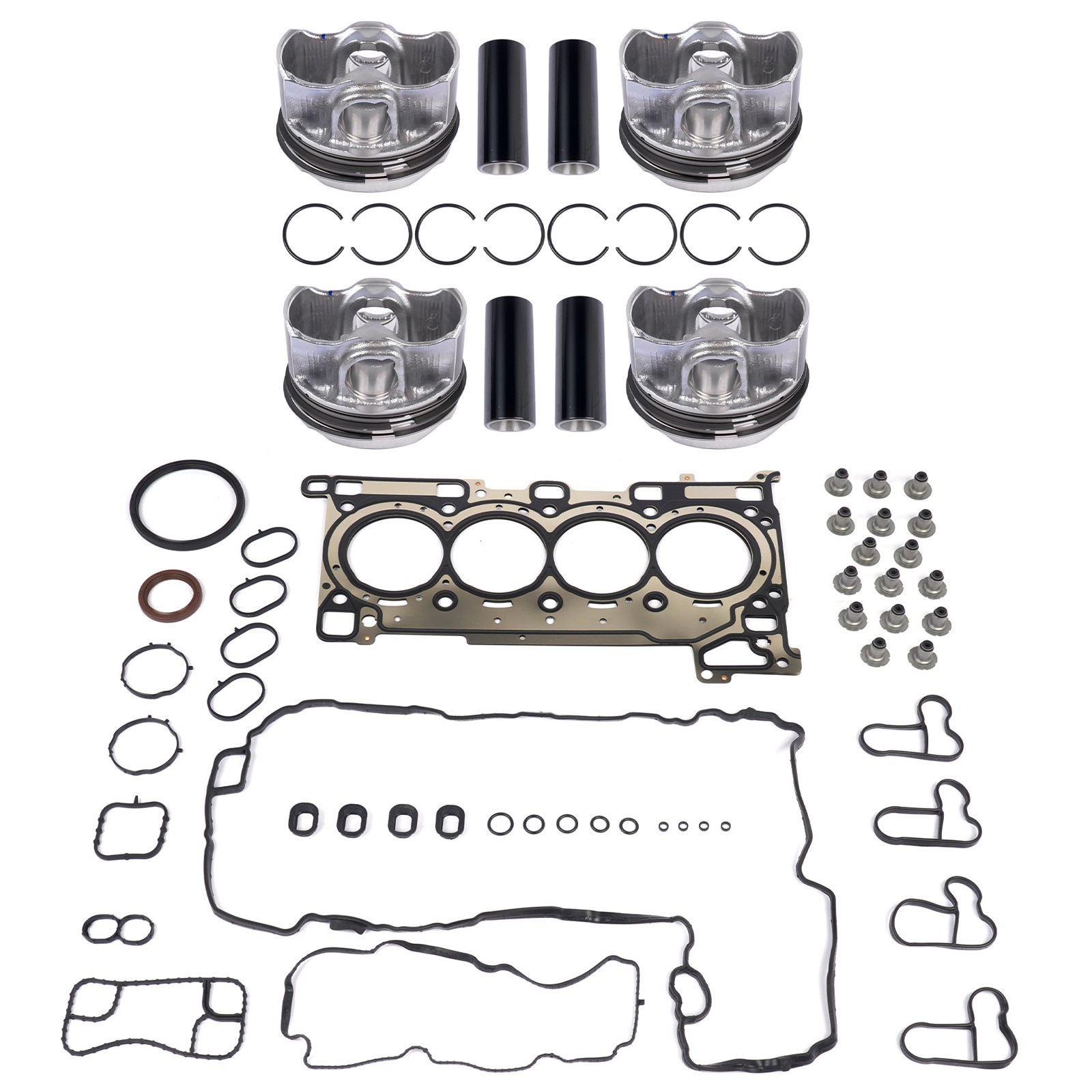 For 18-24 Jeep Grand Cherokee Wrangler 2.0T 4Pcs Piston Kit & Head Gasket Kit