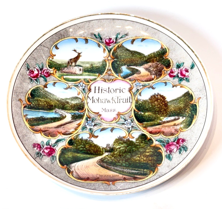 MOHAWK TRAIL - GREENFIELD MA Massachusetts Antique TRINKET Souvenir China Dish 