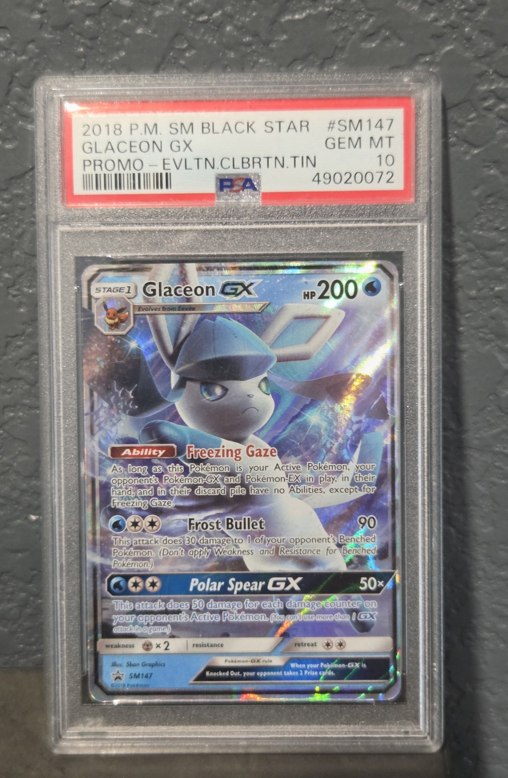 PSA 10 2018 Pokemon Sun Moon Glaceon GX Celebration Tin BSP Promo #SM147
