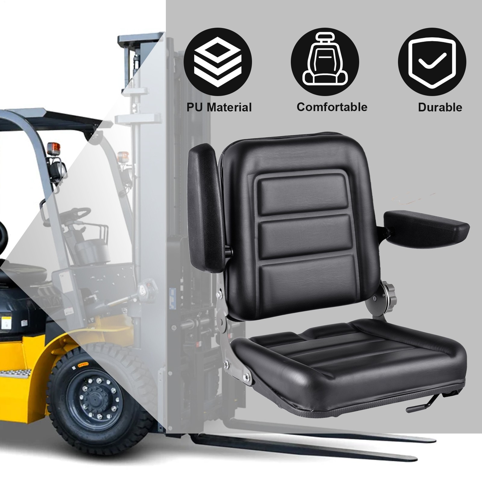 Universal Folding Seat Tractor Forklift with 180° Adjustable Backrest Angle