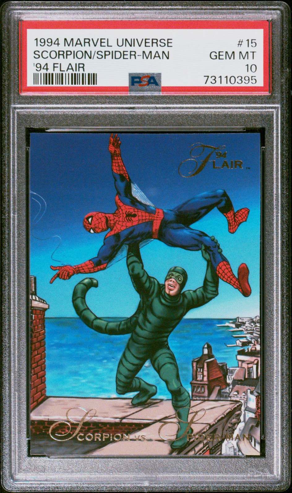 1994 Marvel Universe Flair Inaugural Edition #15 Scorpion vs Spider-Man PSA 10