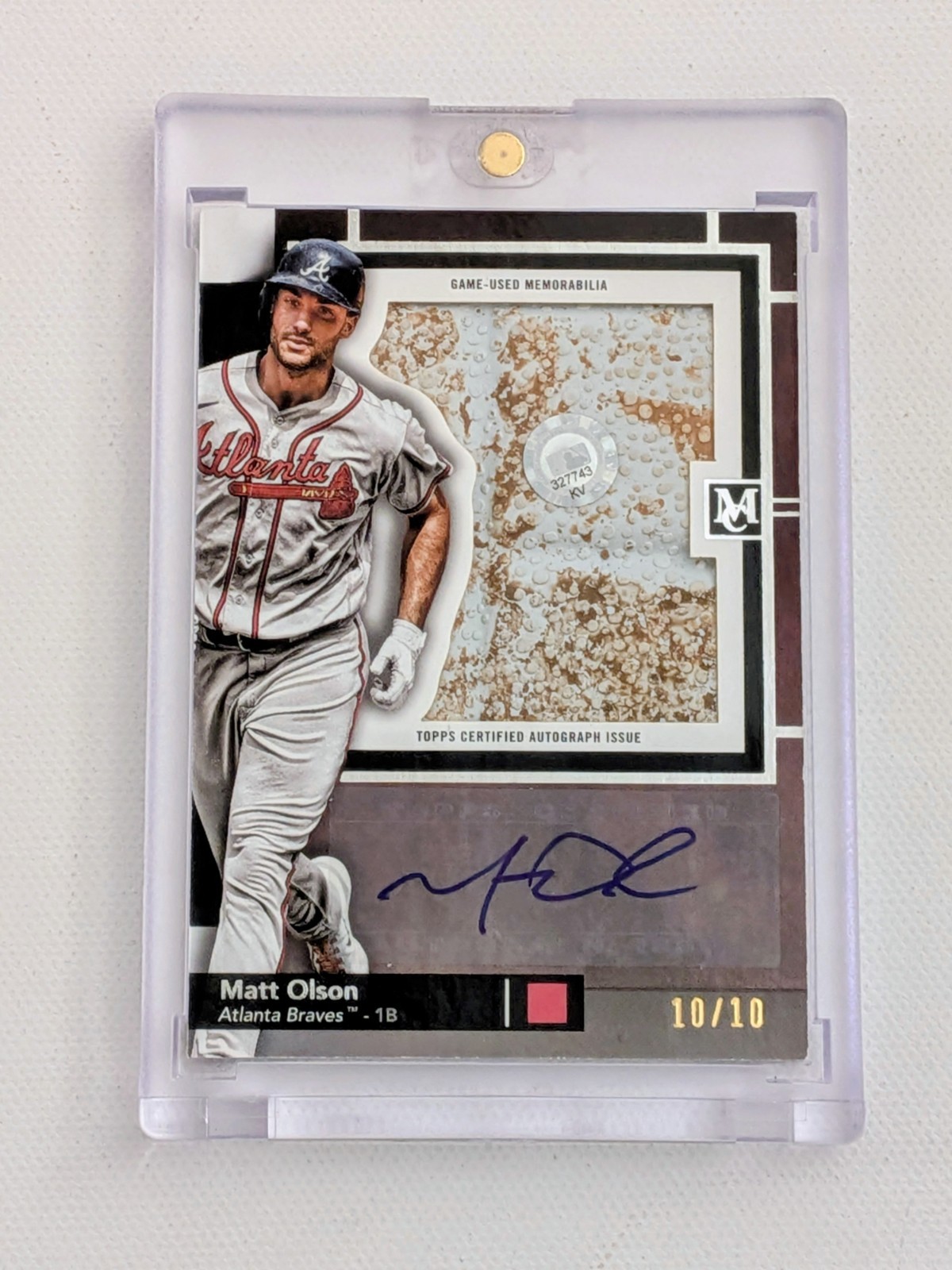 Matt Olson 10/10 Game Used Base Relic Auto 2024 Topps Museum Collection Braves