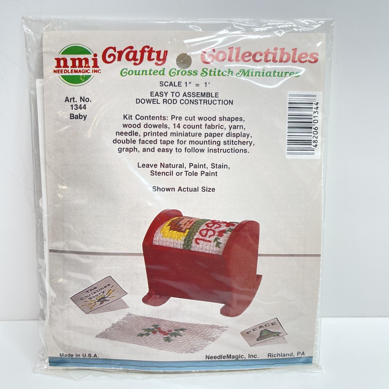 Counted Cross Stitch Kit 1344 Baby Crafty Collectibles Miniatures Cradle NMI NOS
