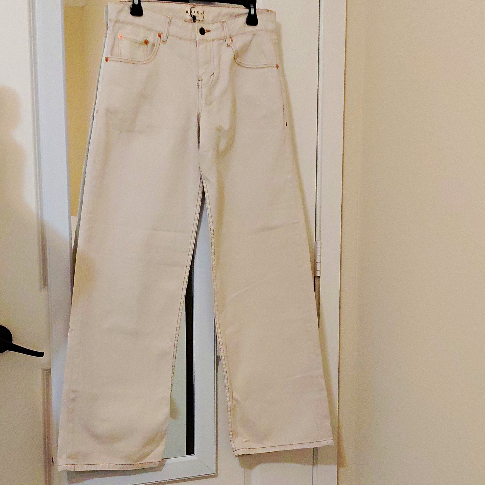 NWT Motel Denim Beige Jeans Low Rise Wide-Leg 100% Cotton 5 Pocket Sz 28 #1054