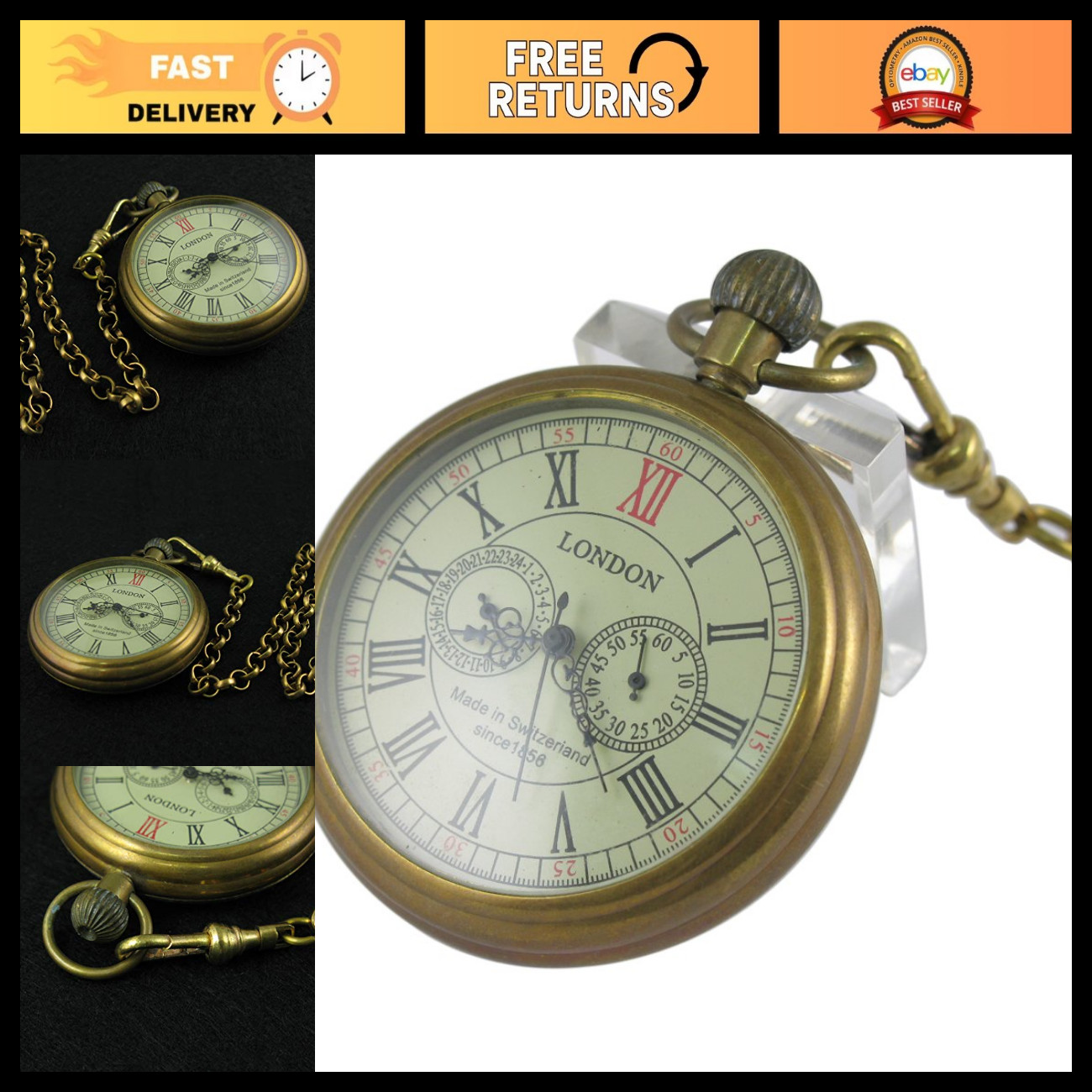Classic Mechanical Pocket Watch for Men with Chain - Vintage Style Timepiece