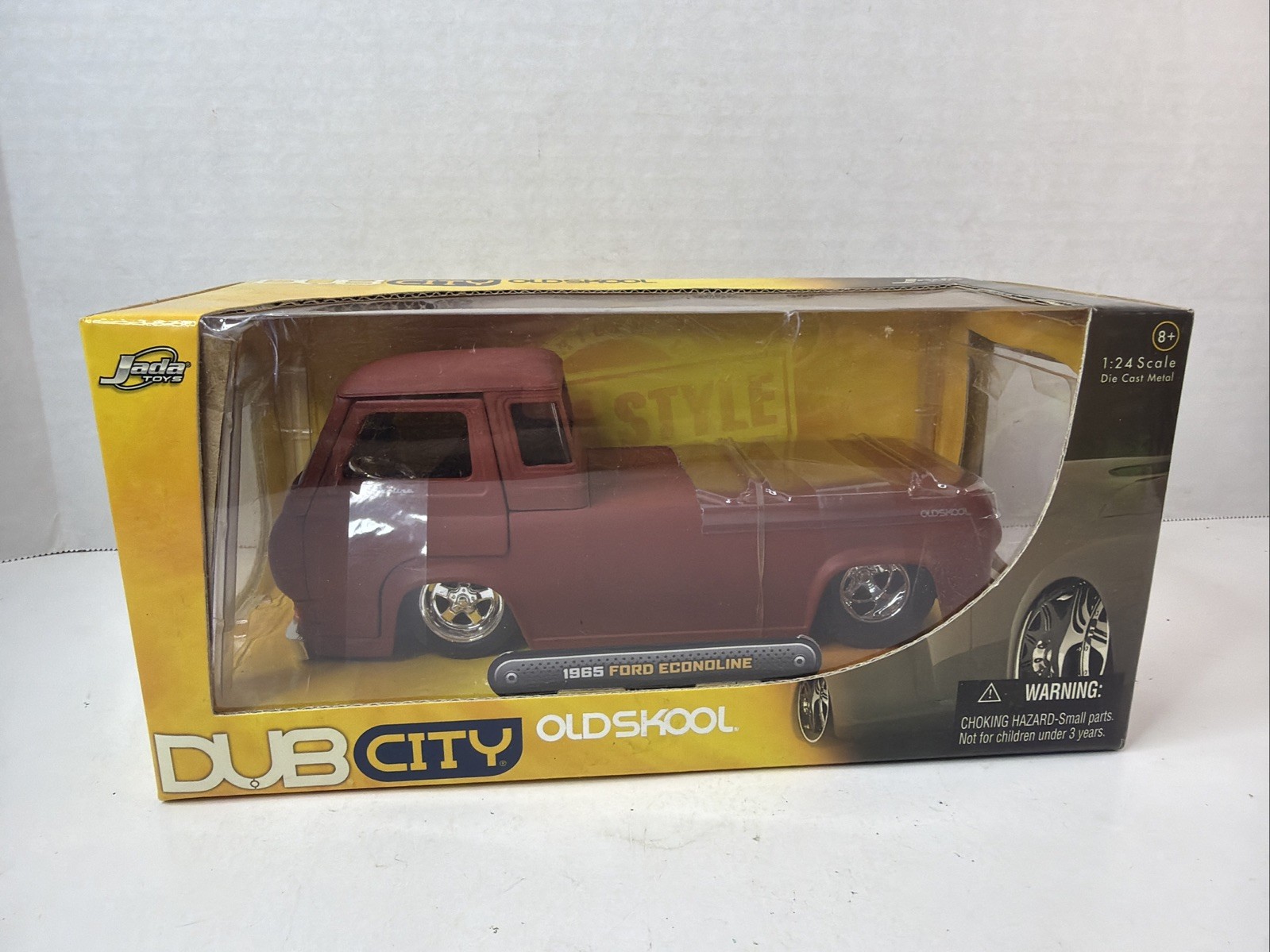 JADA DUB CITY 1965 FORD ECONOLINE PICKUP TRUCK 1:24 FLAT RED NEW IN BOX