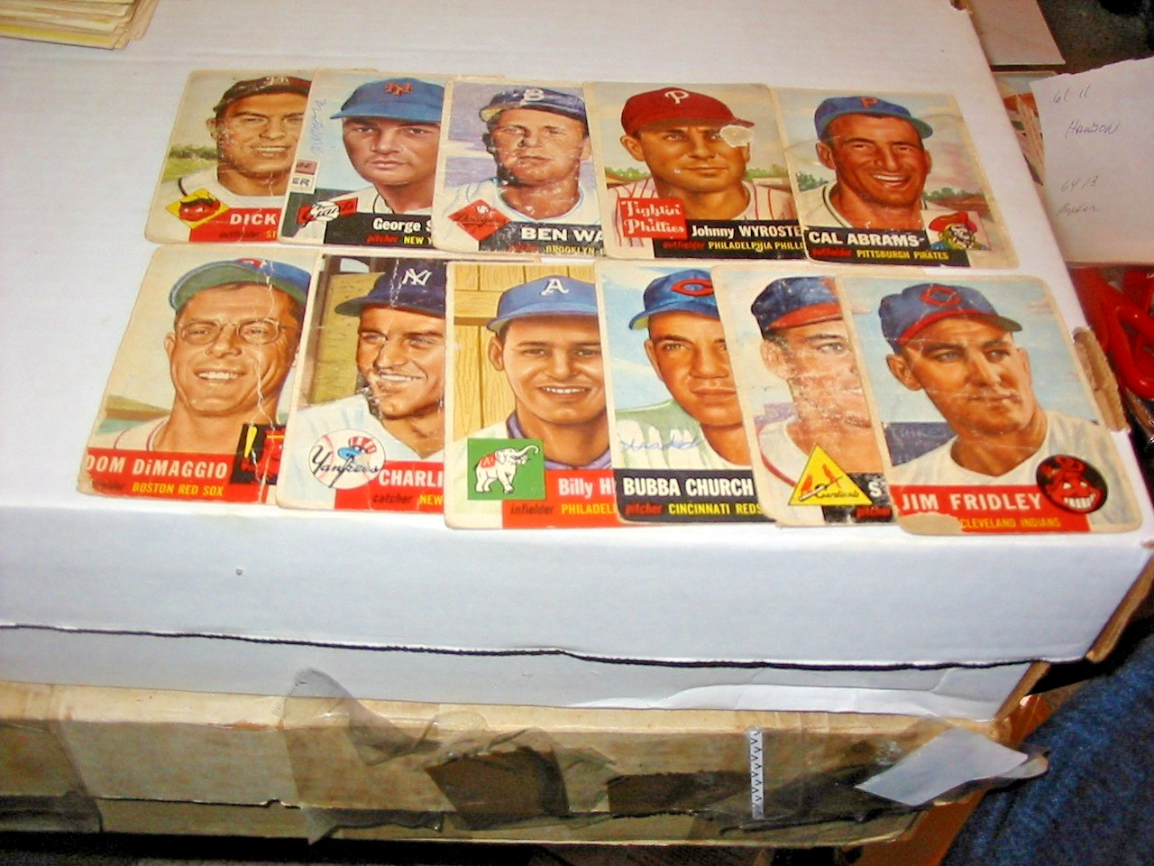 1953 Topps 11 Card Lot Dom Dimaggio, 2Highs, Billy Hitchcock, 7Commons
