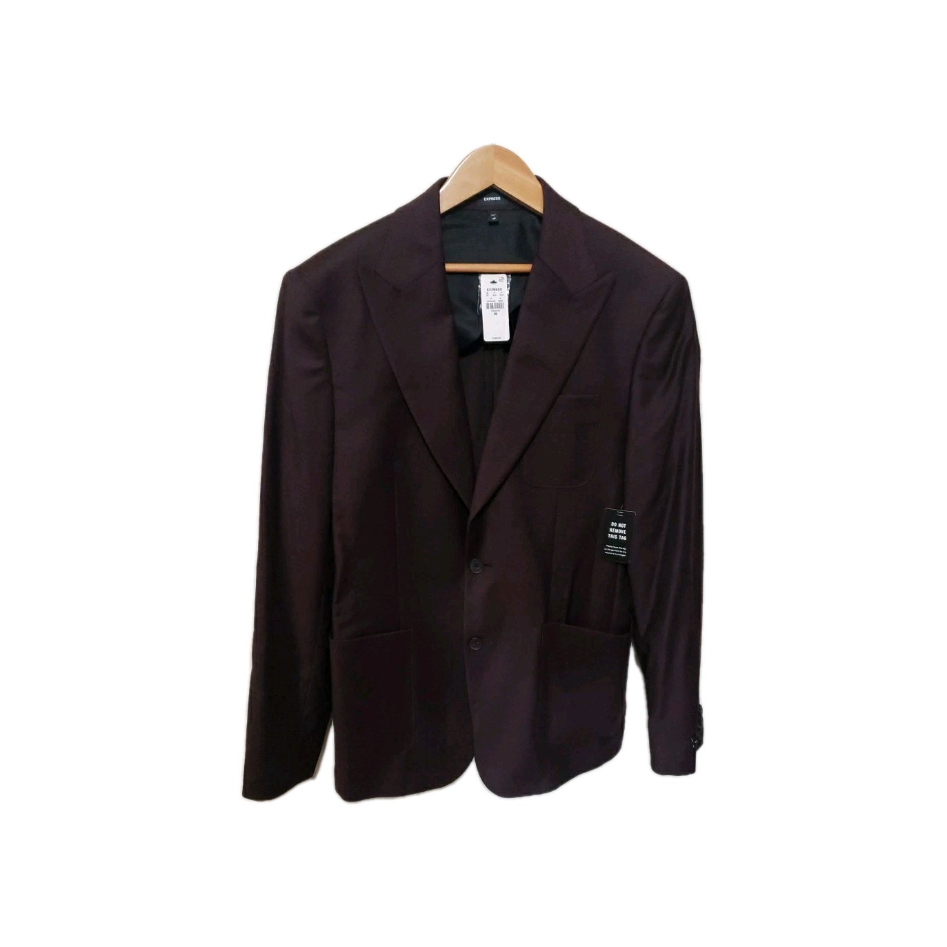 Express Burgundy Suit Jacket Blazer NWT 38R Slim Wool Blend Flannel $298