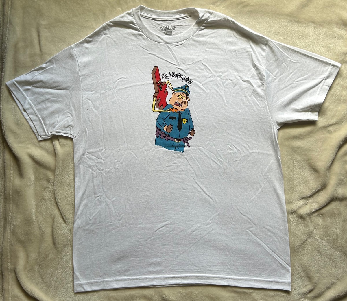 Deathwish Skateboards New Security Swine T-Shirt White X-Large NOS Deathwish Skateboards New Security Swine T-Shirt White X-Large NOS