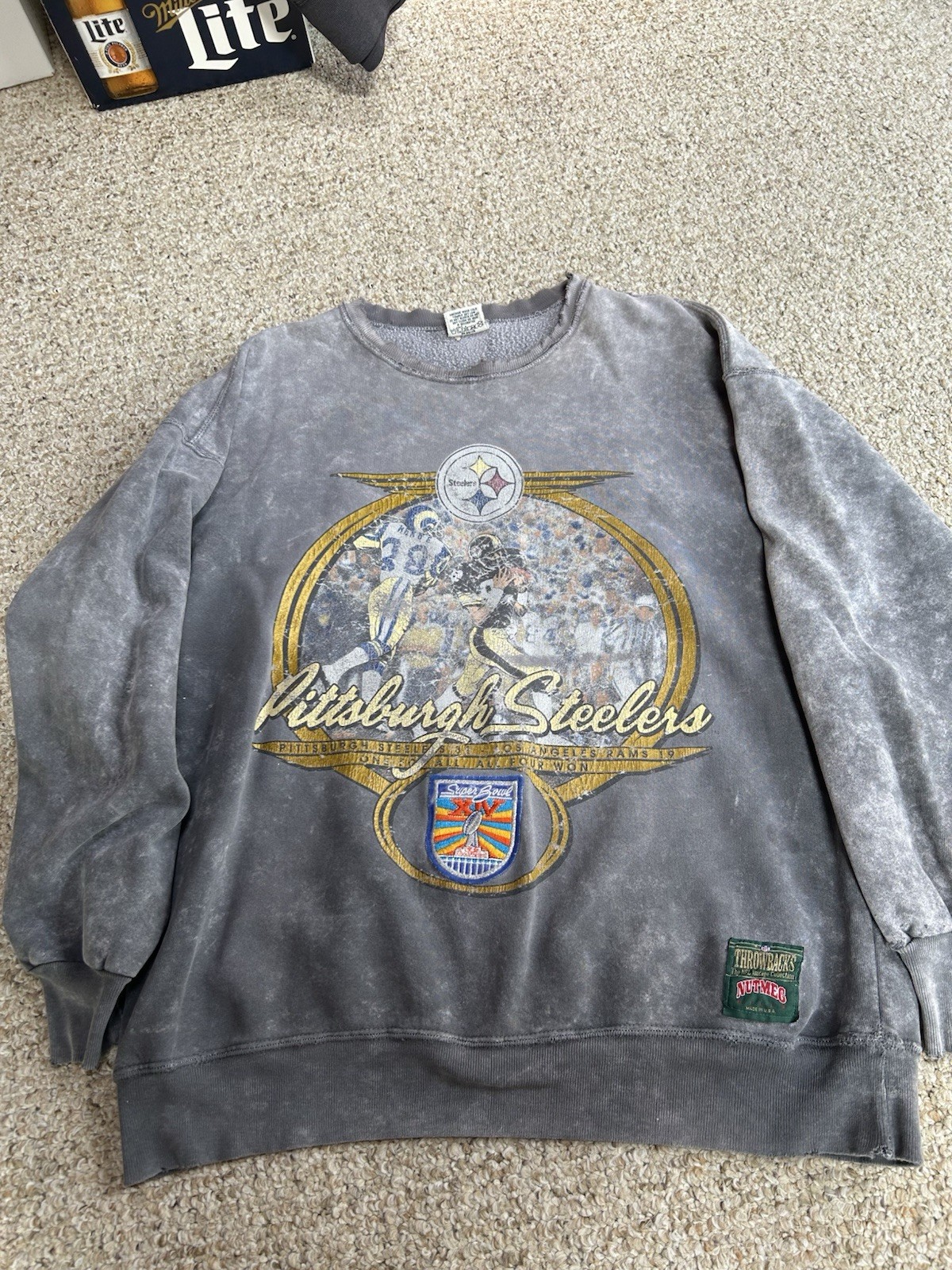 Vintage Pittsburgh Steelers Sweatshirt Nutmeg Throwback XLarge Gray Stonewash