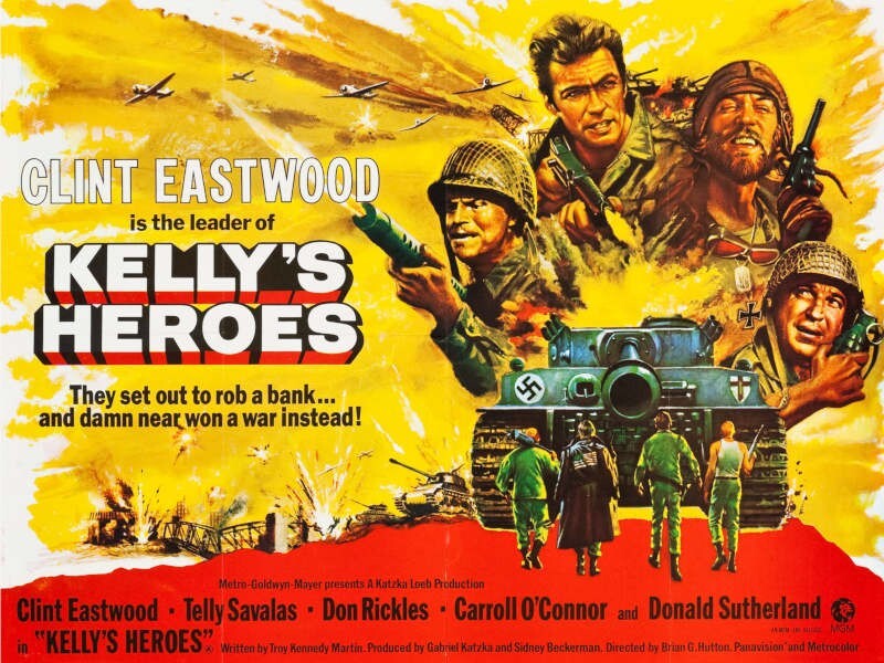 1970 KELLY'S HEROES VINTAGE WAR MOVIE POSTER PRINT STYLE C 18x24 9 MIL PAPER
