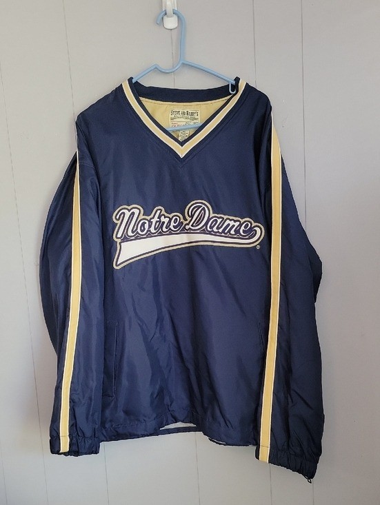 Vintage Notre Dame Pull Over Jacket Men's XL Blue Long Sleeve Rain Resistant Vintage Notre Dame Pull Over Jacket Men's XL Blue Long Sleeve Rain Resistant