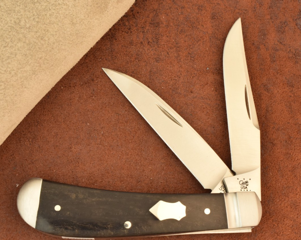 RARE CASE XX USA 2003 TONY BOSE EBONY WOOD WHARNCLIFFE TRAPPER KNIFE NICE (33959