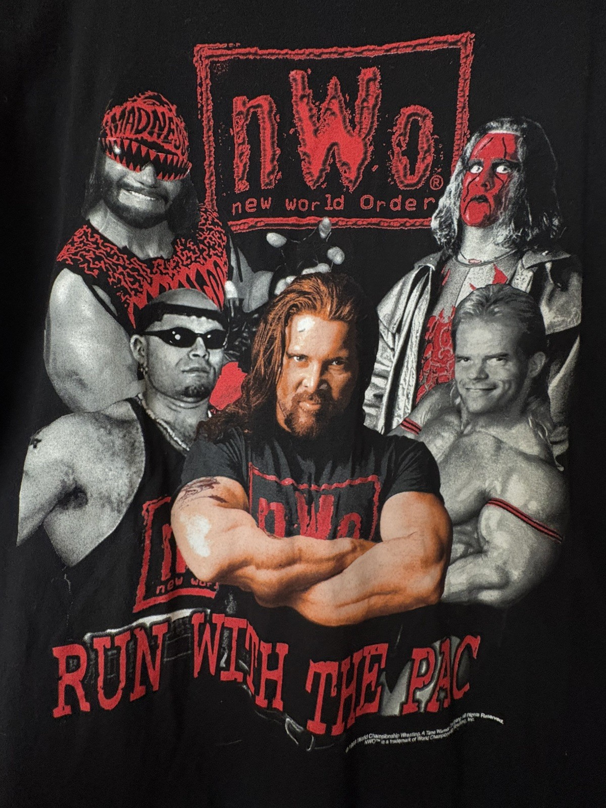 Vintage 1998 WCW nWo Wolfpac \'Run With The Pac\' Wrestling T-Shirt Vintage 1998 WCW nWo Wolfpac \'Run With The Pac\' Wrestling T-Shirt
