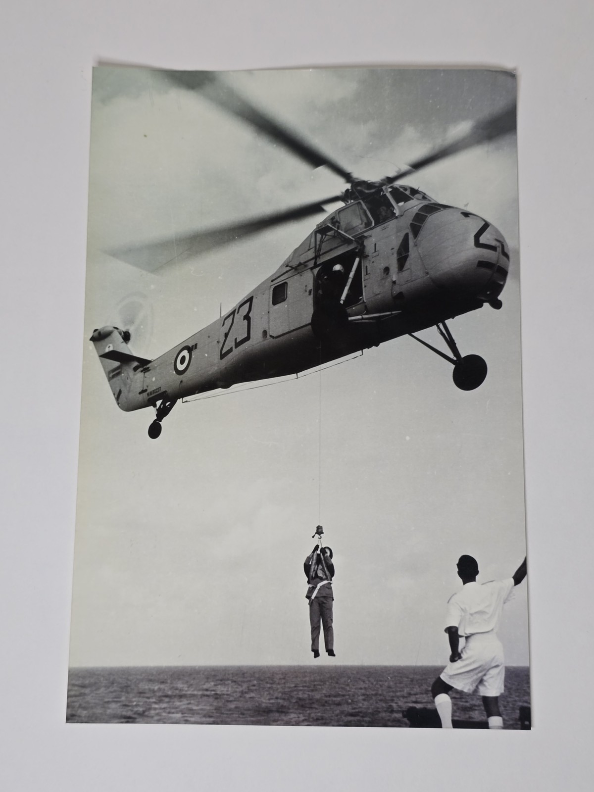 Sikorsky S-55 H-19 Naval Rescue Hoist Helicopter Code 23 8x12 Photo