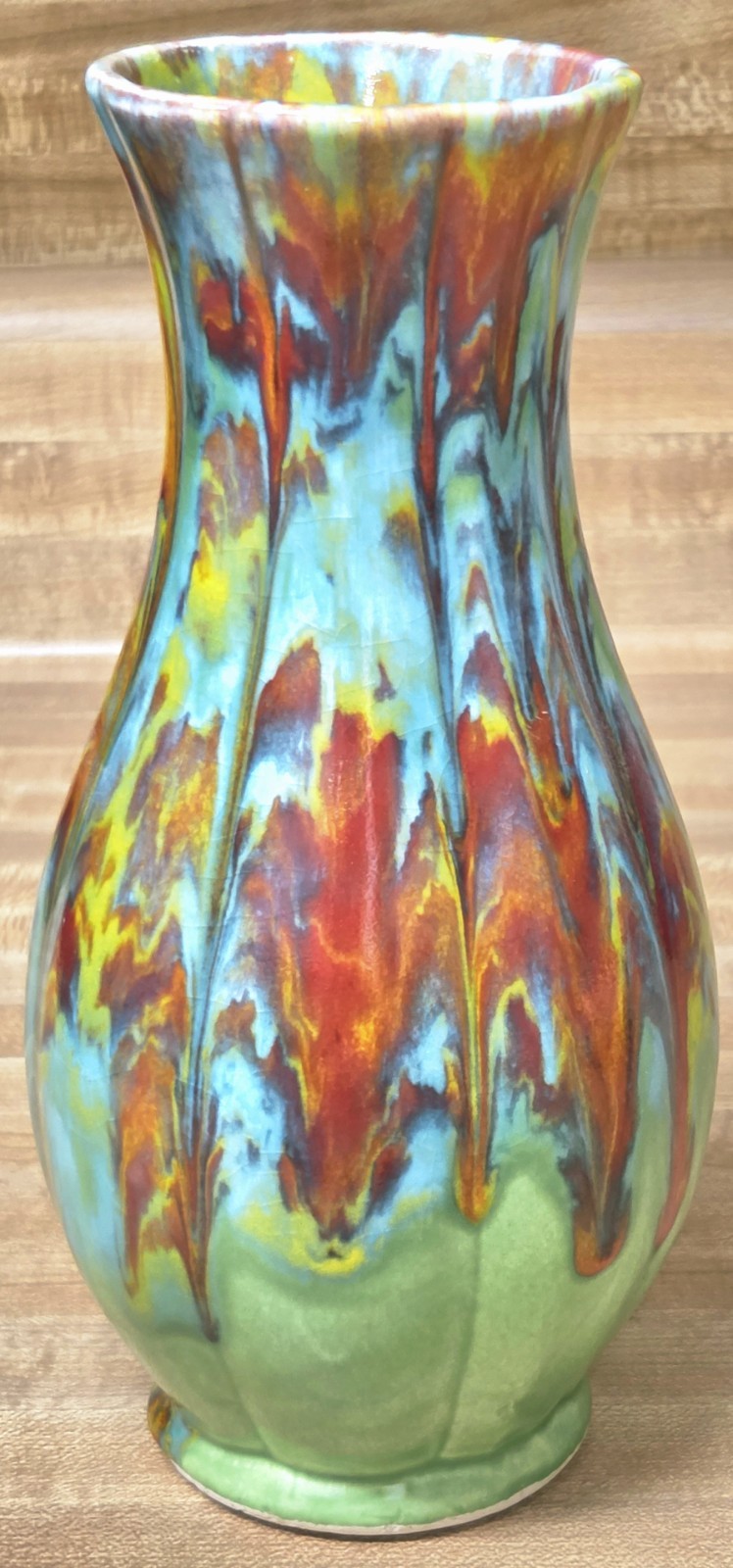 Vintage Mid Century 60s 70s Splatterware Drip Glaze Ceramic Vase Blue Green Red Vintage Mid Century 60s 70s Splatterware Drip Glaze Ceramic Vase Blue Green Red