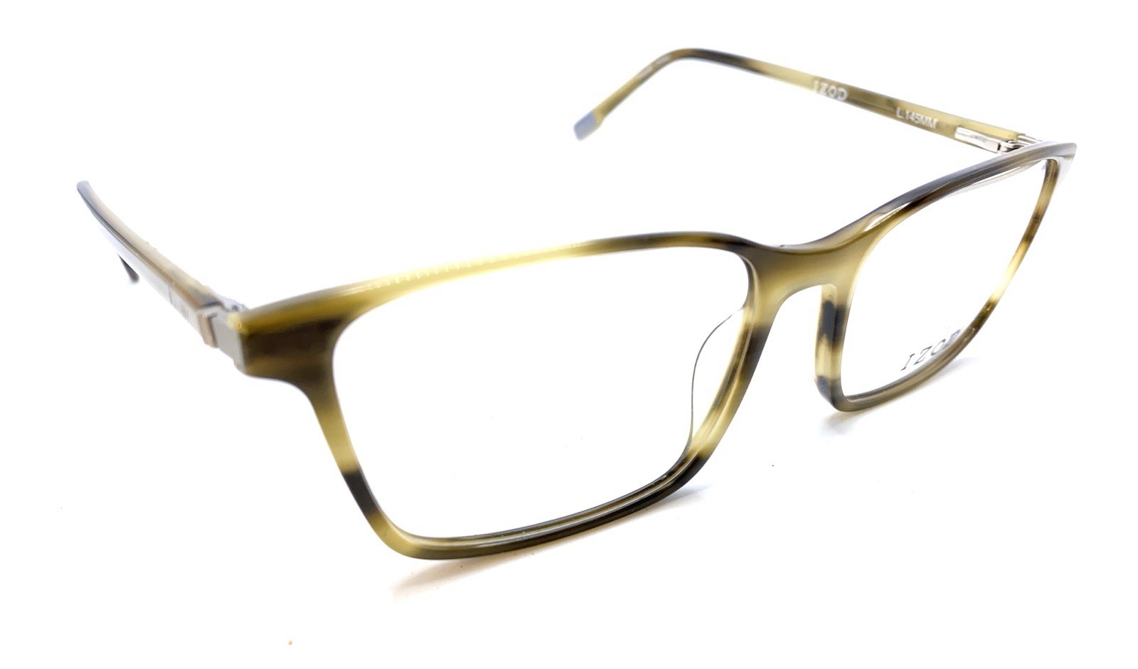 Izod NEW IZ 2092 Khaki Brown Horn Rectangle Eyeglasses Frames 54-17 145 Unisex