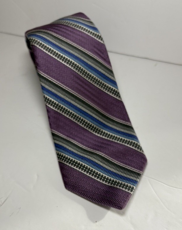 Robert Talbot Best of Class Nordstrom Purple Silver Striped Tie Handmade USA Robert Talbot Best of Class Nordstrom Purple Silver Striped Tie Handmade USA