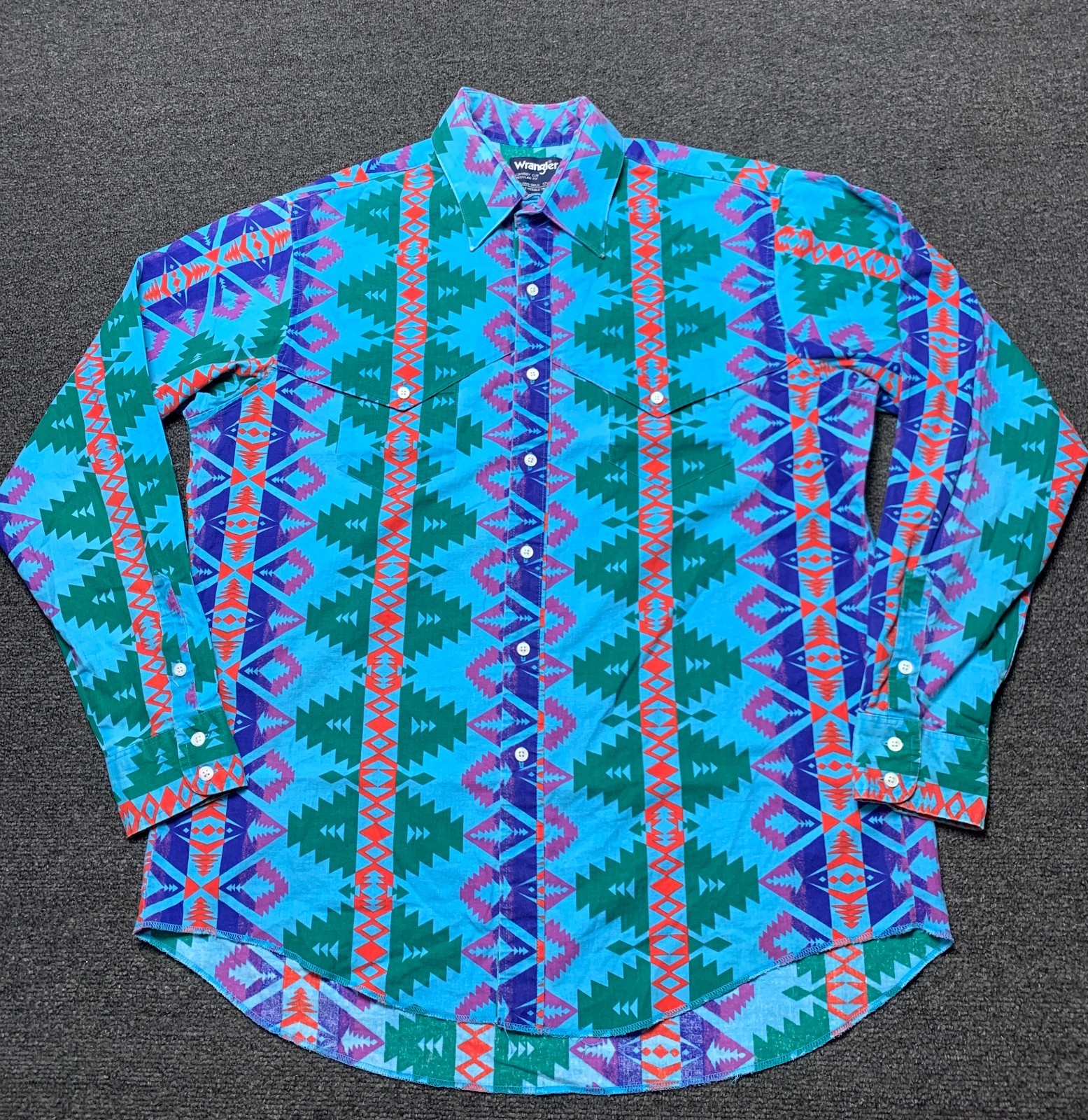 Vintage Wrangler Brushpopper Shirt Mens XL 17.5-36 Tall Aztec Rodeo Southwest Vintage Wrangler Brushpopper Shirt Mens XL 17.5-36 Tall Aztec Rodeo Southwest