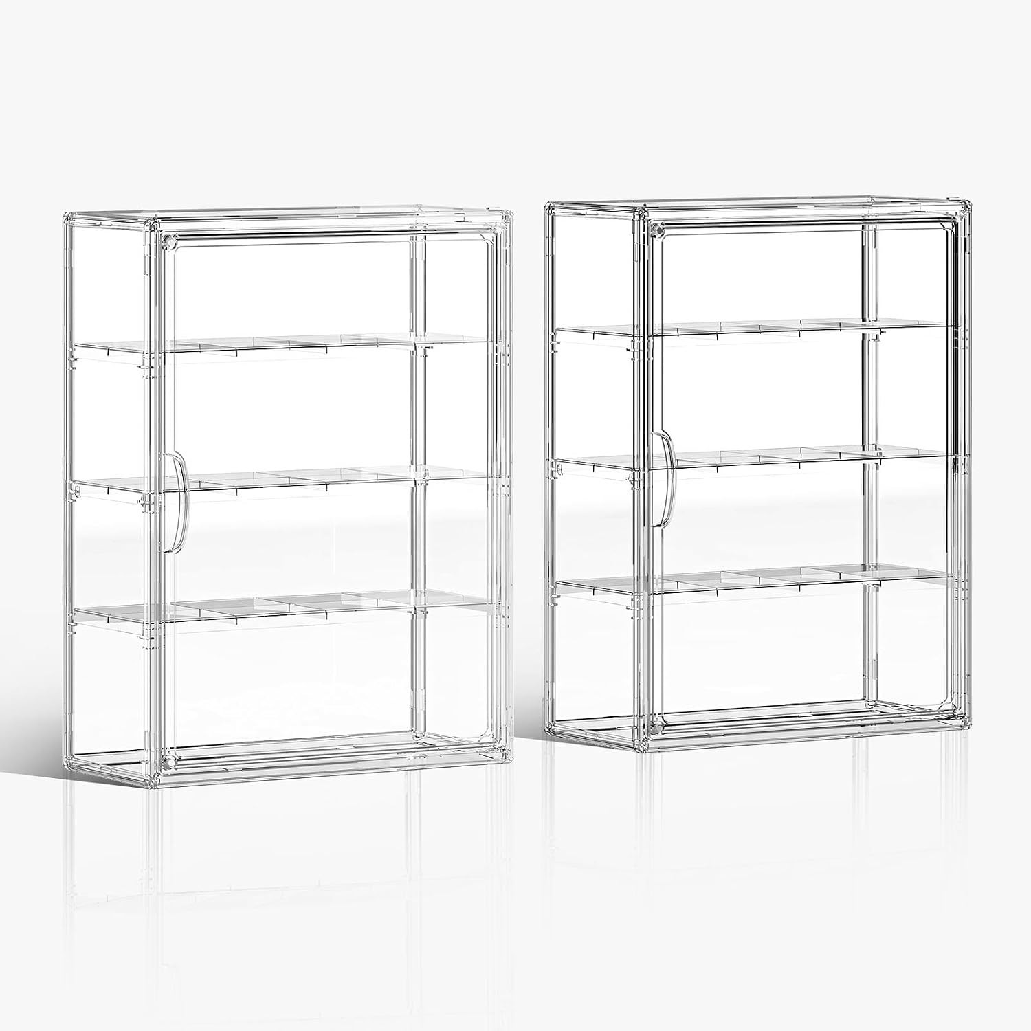 3 Tiers Clear Display Case for Figures Collectibles 2 Pack Wall Mounted Hobby...