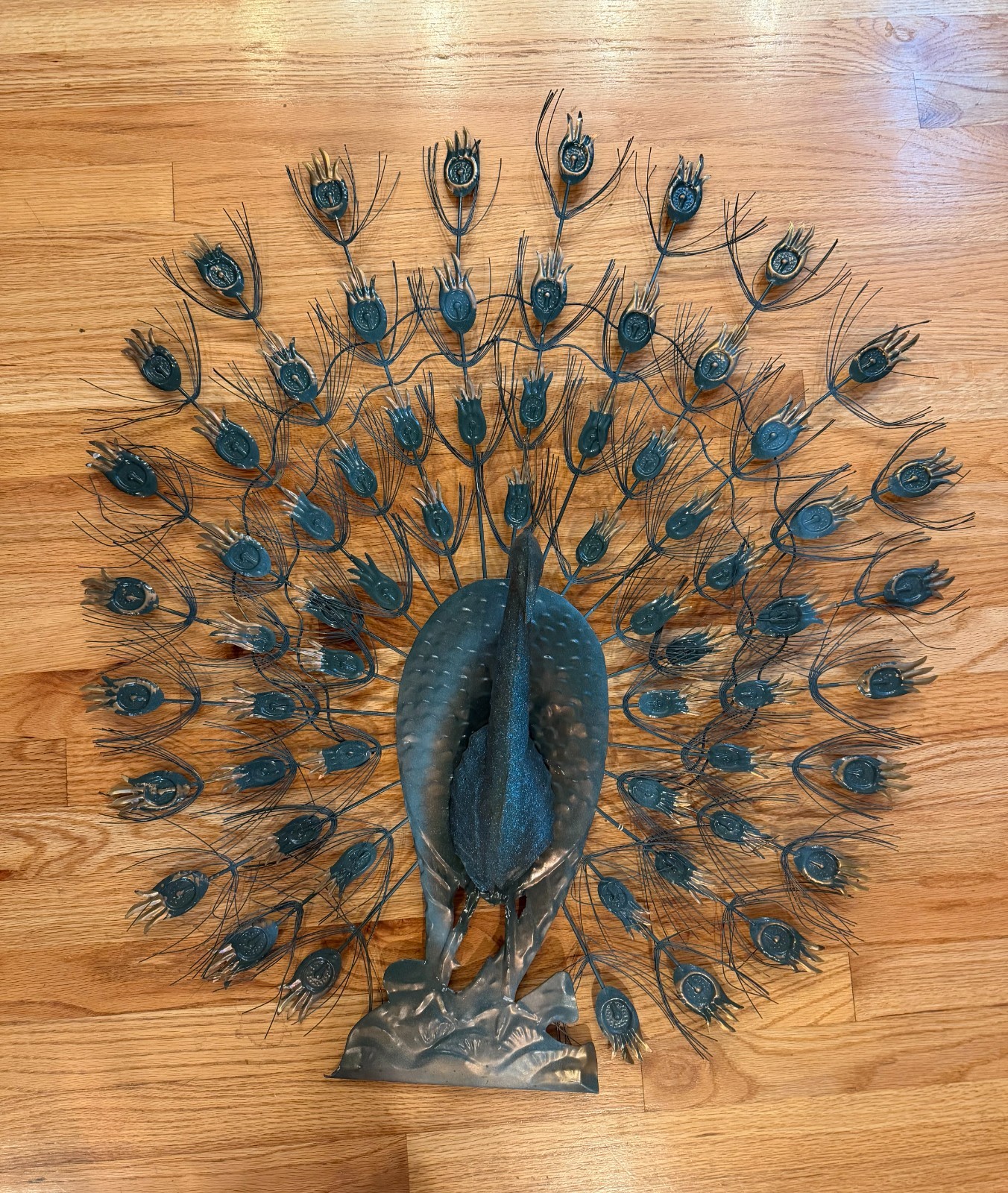 Large Vintage Mid Century Modern 1960s Blue Green Peacock Wall Hanging 34 Large Vintage Mid Century Modern 1960s Blue Green Peacock Wall Hanging 34