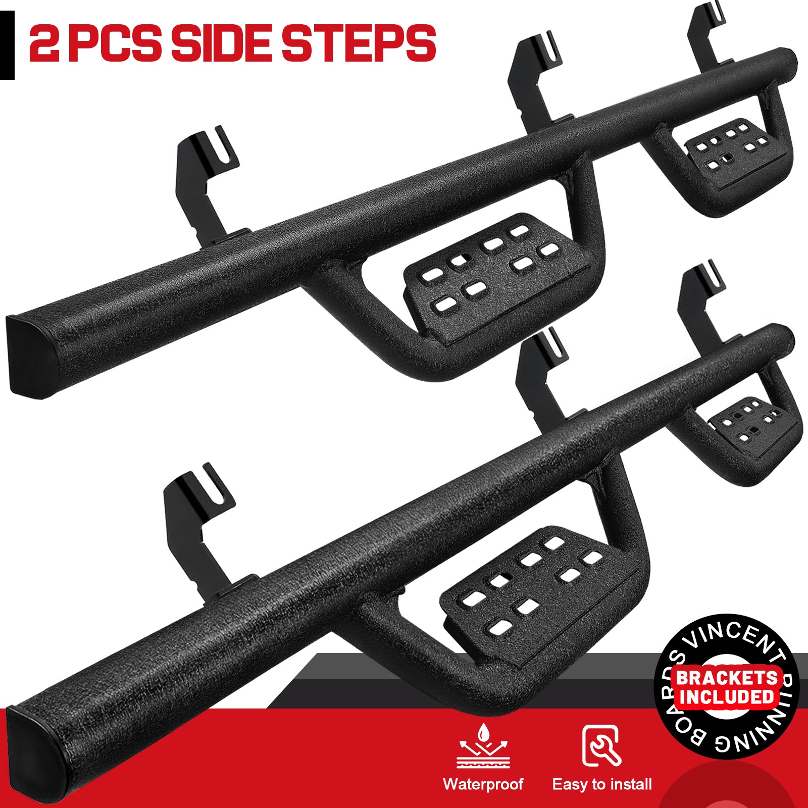 For 2007-2018 JEEP WRANGLER 4 DOOR JK Side Step BOC Running Board Nerf Bar DROP