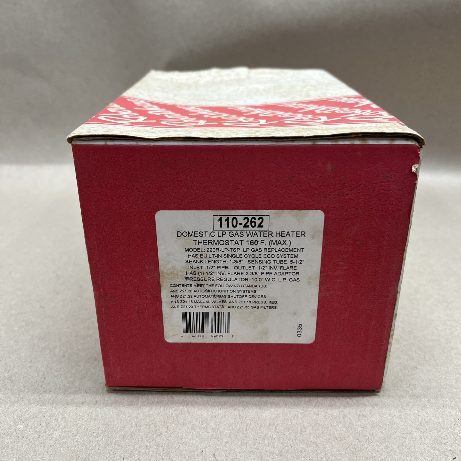 OEM Robertshaw 110-262 (220R-LP-TSP) LP Gas Water Heater Thermostat