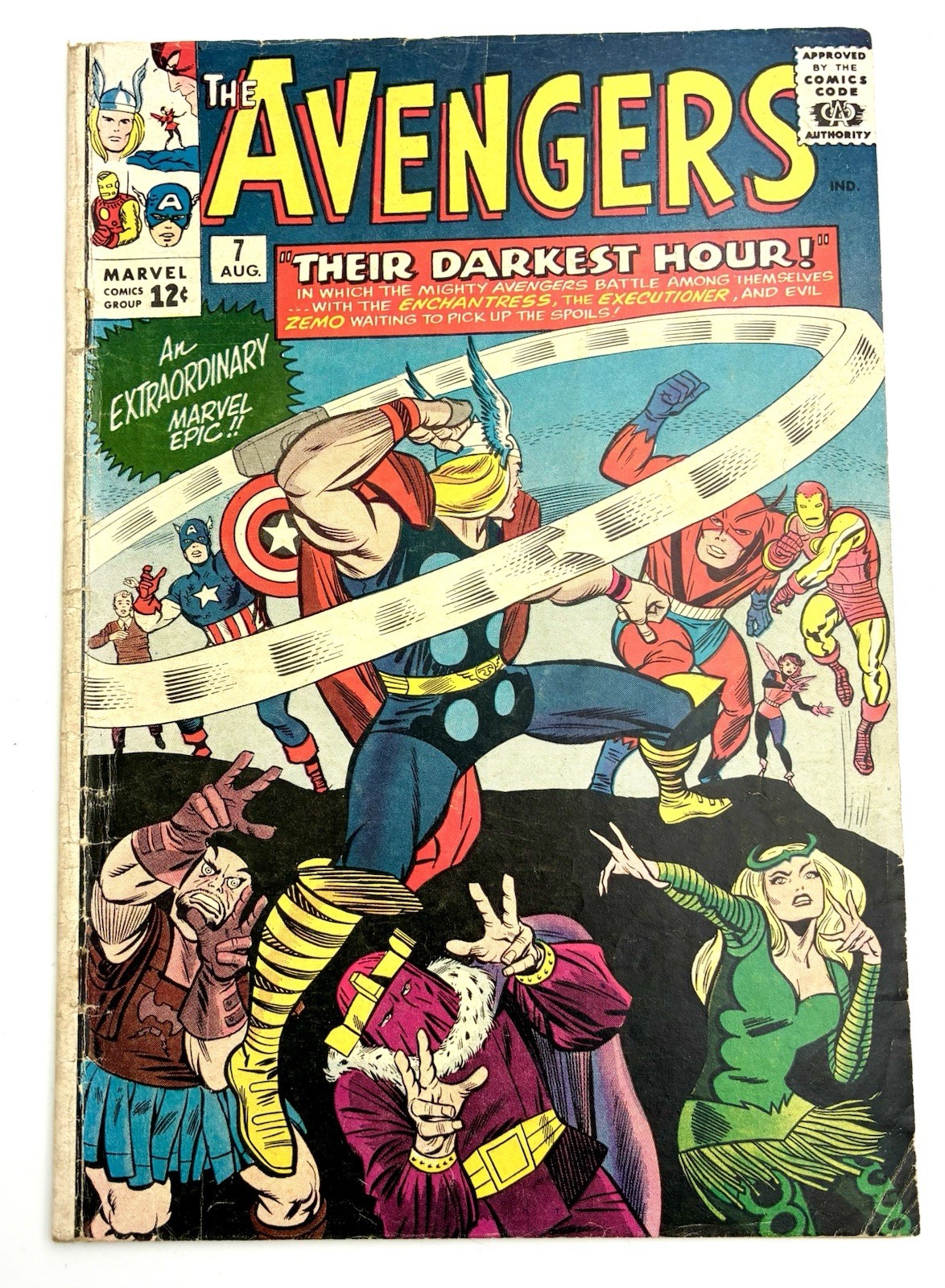 Avengers #7 1964 6.0 F 1st Print 🔑 1st Rick Jones In Bucky Barnes Costume