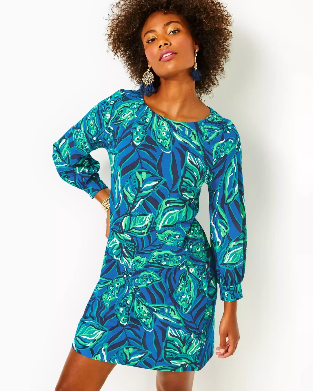 LILLY PULITZER NWT $108 Elianna 3/4 Sleeve Tee Dress in Shady Gators Size Medium