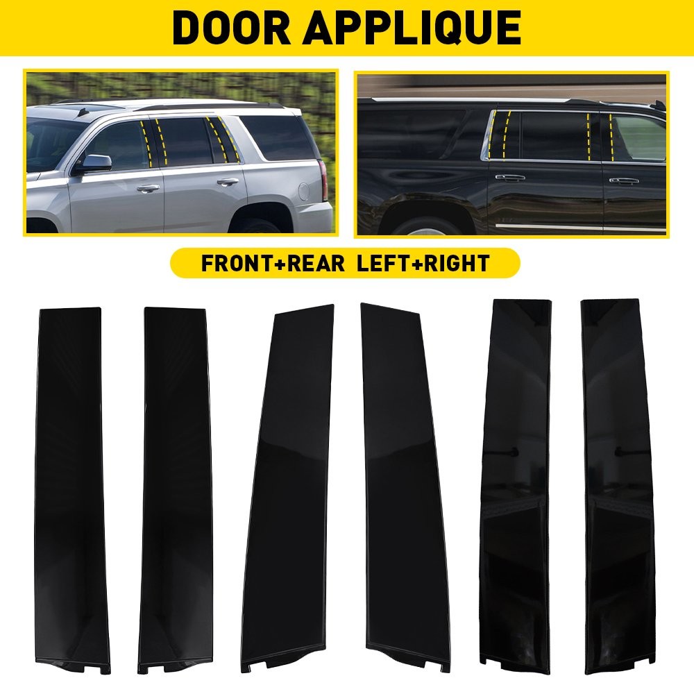 For 2015-2020 Chevy Tahoe GMC Yukon Suburban RH & LH Door Applique B Pillar Trim