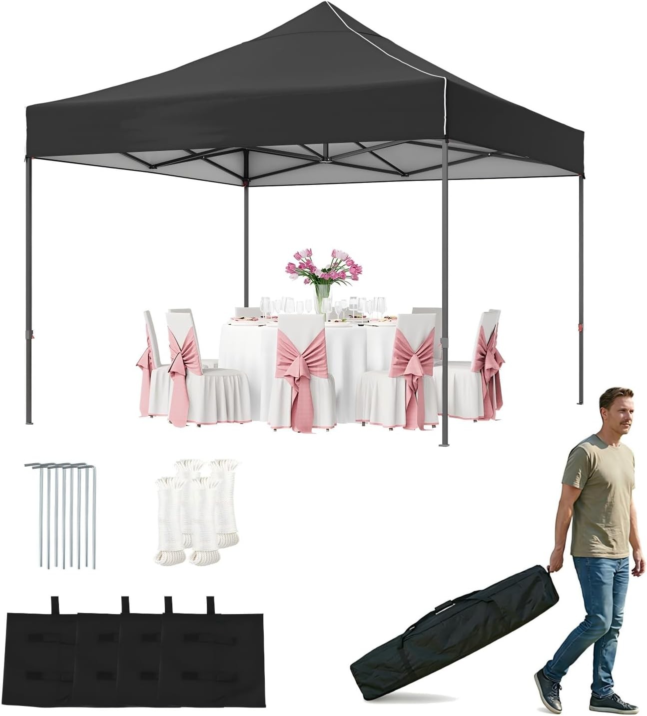 10x10FT 10x20 10x15 Pop Up Canopy Tent Shelter Instant Setup Gazebo Portable UV