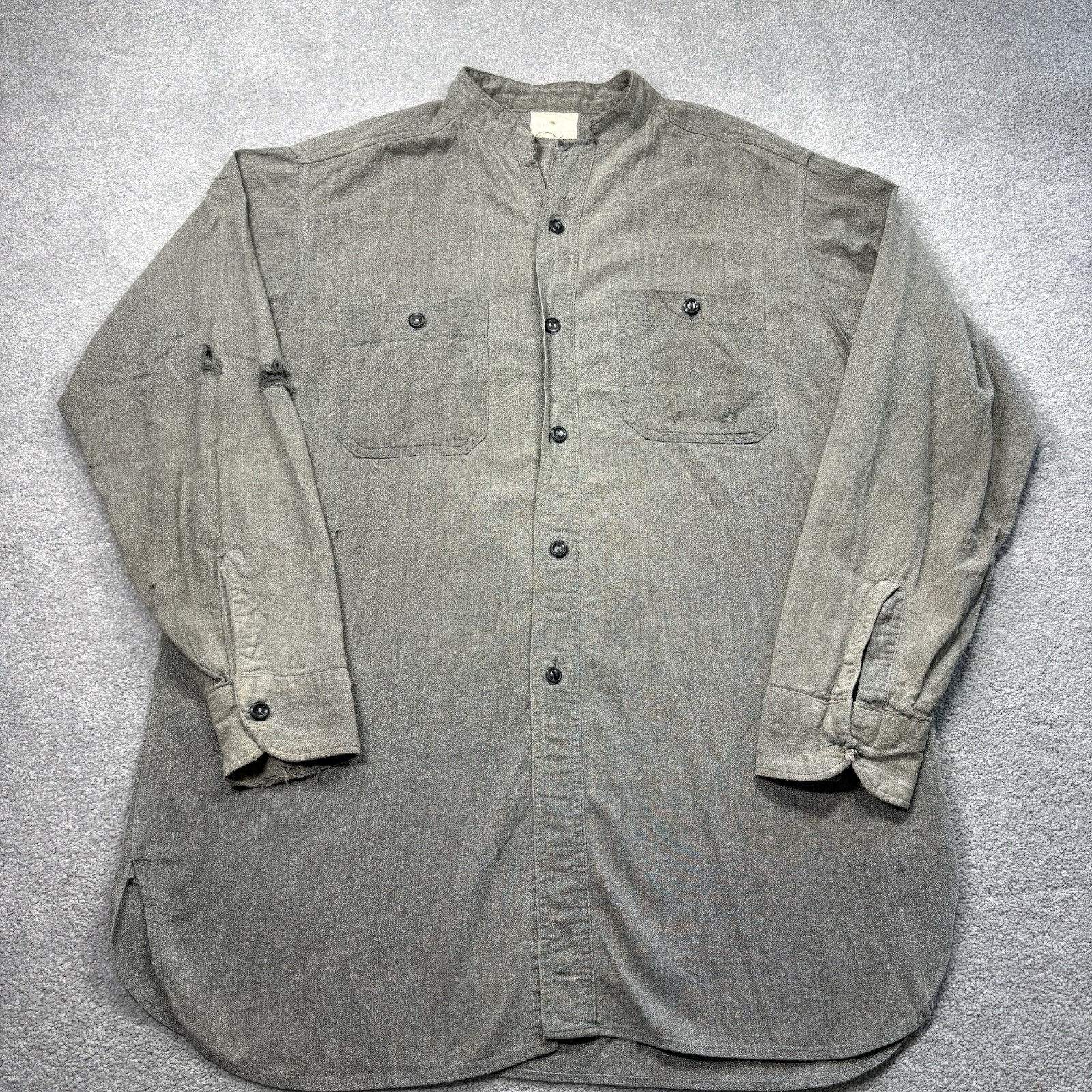 1930s Homesteader Covert Salt And Pepper Work Shirt True Vintage Size Large