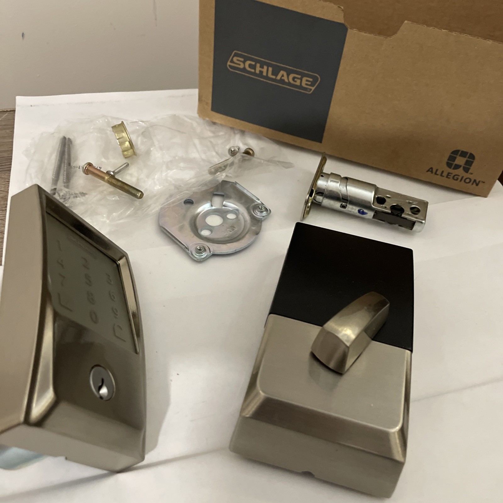 Schlage Camelot Satin Nickel Electronic Encode Smart WiFi Deadbolt BE489WB Schlage Camelot Satin Nickel Electronic Encode Smart WiFi Deadbolt BE489WB