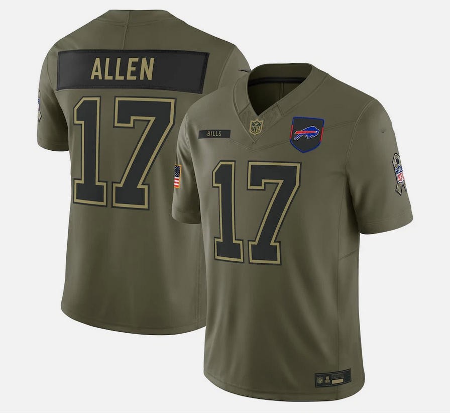 Men's Bills Olive Josh Allen #17 Salute to Service Limited All Stitched Jersey
