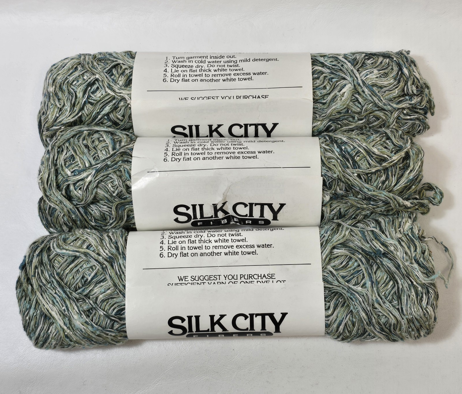 3 Vintage Silk City Contessa Yarn Fingering Silk/Viscose 50g Green/Seafoam/Blue 3 Vintage Silk City Contessa Yarn Fingering Silk/Viscose 50g Green/Seafoam/Blue