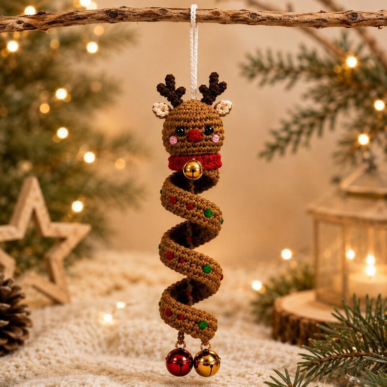 Christmas Spiral Ornament Crochet Pattern | Snowman Santa Christmas Tree Amiguru