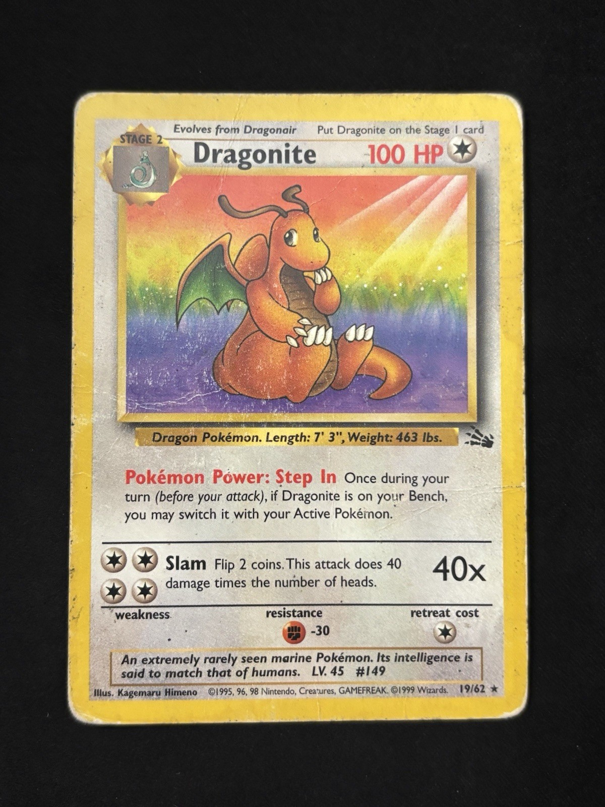 Dragonite 19/62 Fossil Regular Pokémon TCG - DMG Dragonite 19/62 Fossil Regular Pokémon TCG - DMG