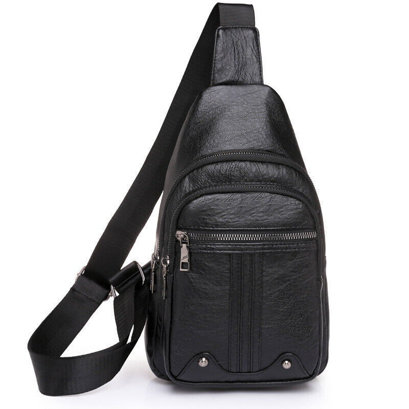Women Men Chest bag Sling Backpack Leather Retro Crossbody Bag Shoulder Bag AA