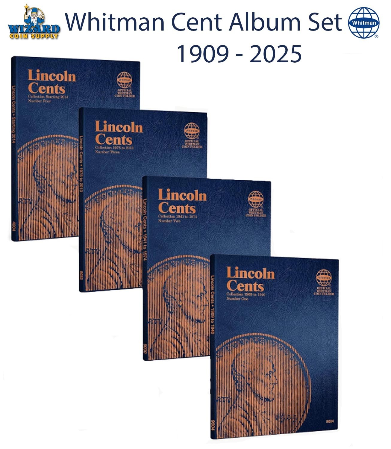 Whitman Lincoln Cents Coin Folder Set 1909 2025 Vol 1- 4 Penny Album Collection